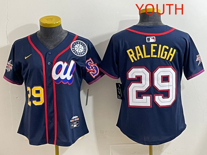 Youth 2025 Seattle Mariners #29 Raleigh dark Blue All star Nike MLB Jersey style 001->youth mlb jersey->Youth Jersey